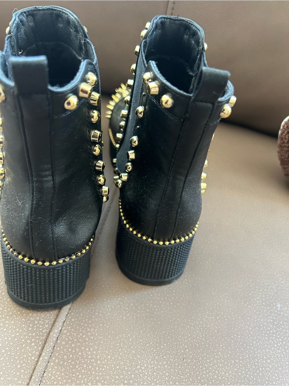Cape Robbin Black Ankle Booties with Gold Stud and Spike Accents - Picture 5 of 10